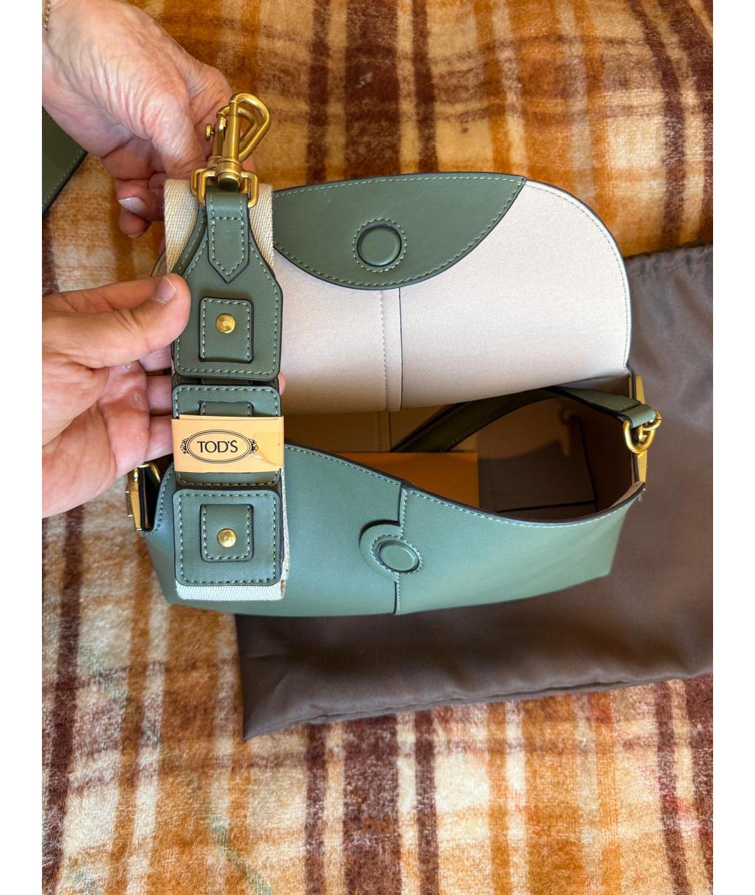 TOD'S Зеленая кожаная сумка через плечо, фото 7