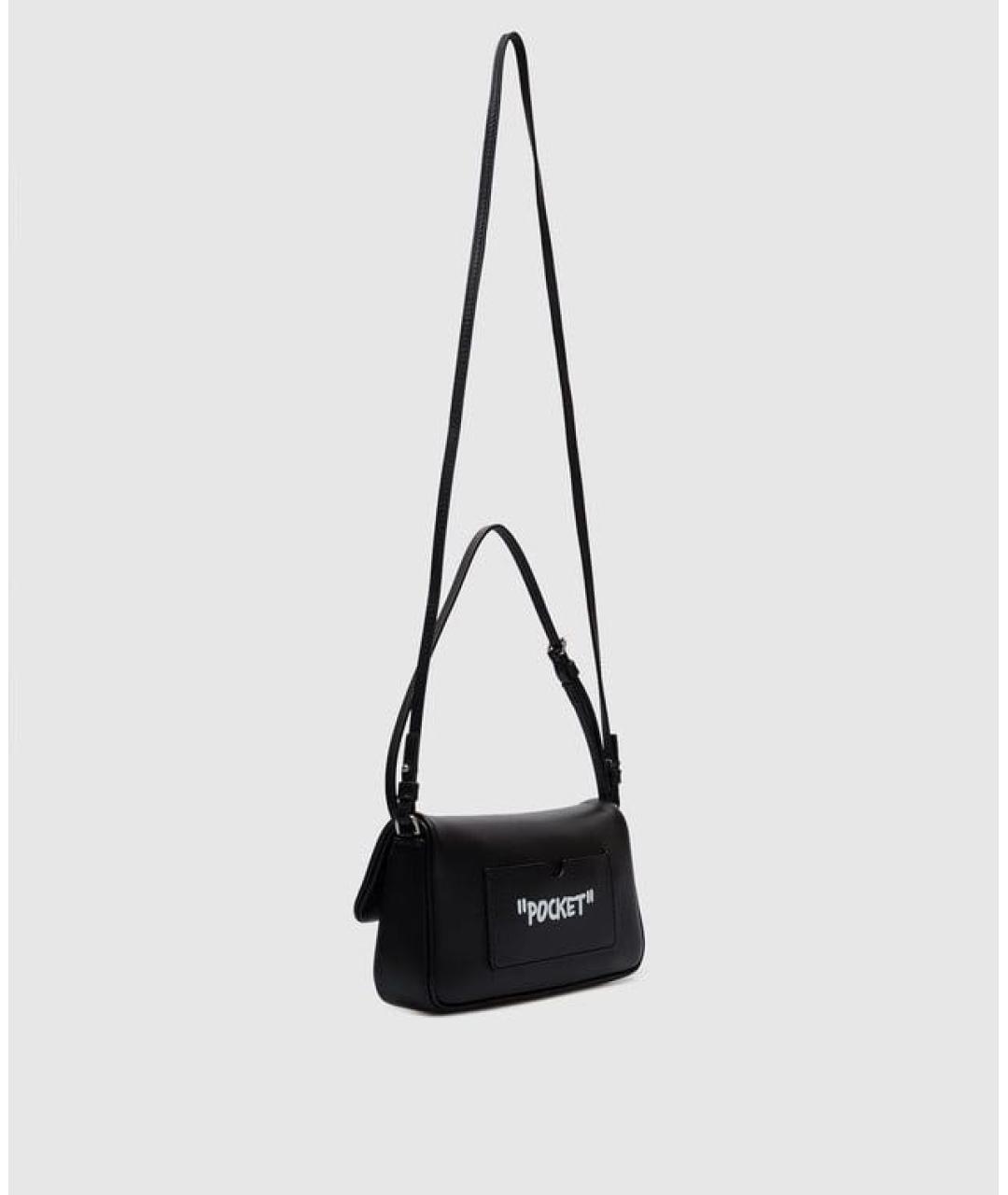 OFF-WHITE Черная кожаная сумка через плечо, фото 3