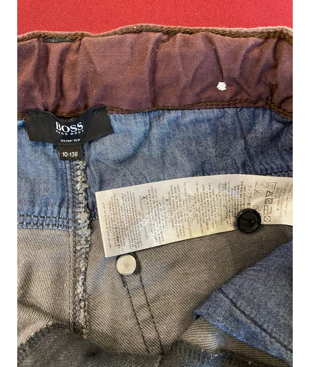 HUGO BOSS Антрацитовые хлопковые детские джинсы, фото 3
