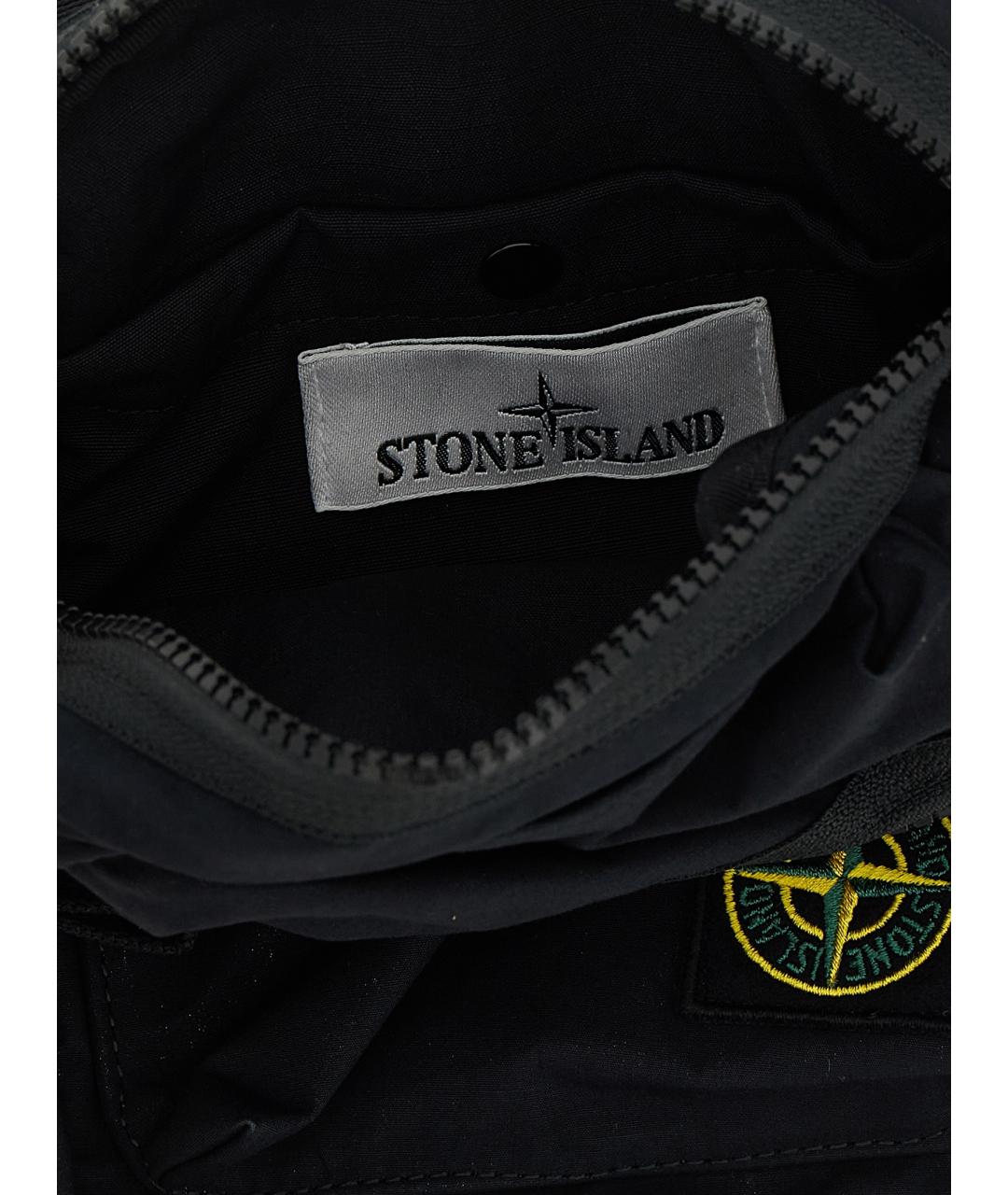 STONE ISLAND Черная тканевая сумка на плечо, фото 4