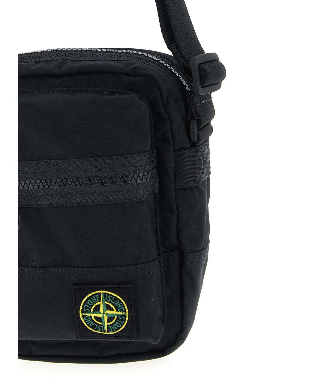 STONE ISLAND Черная тканевая сумка на плечо, фото 3