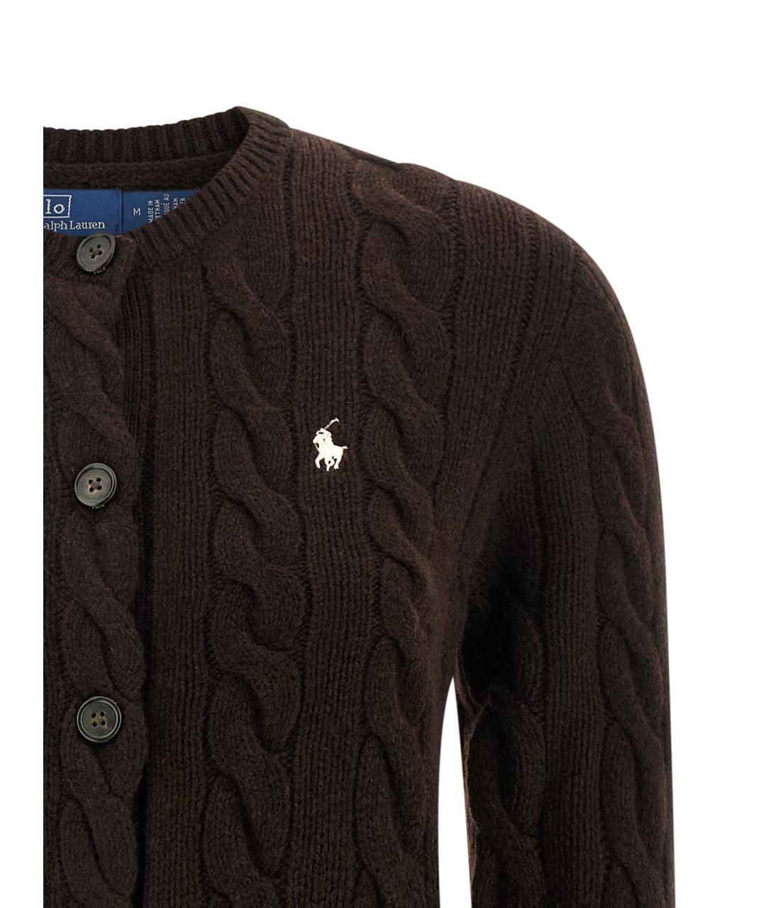 POLO RALPH LAUREN Коричневый шерстяной кардиган, фото 3