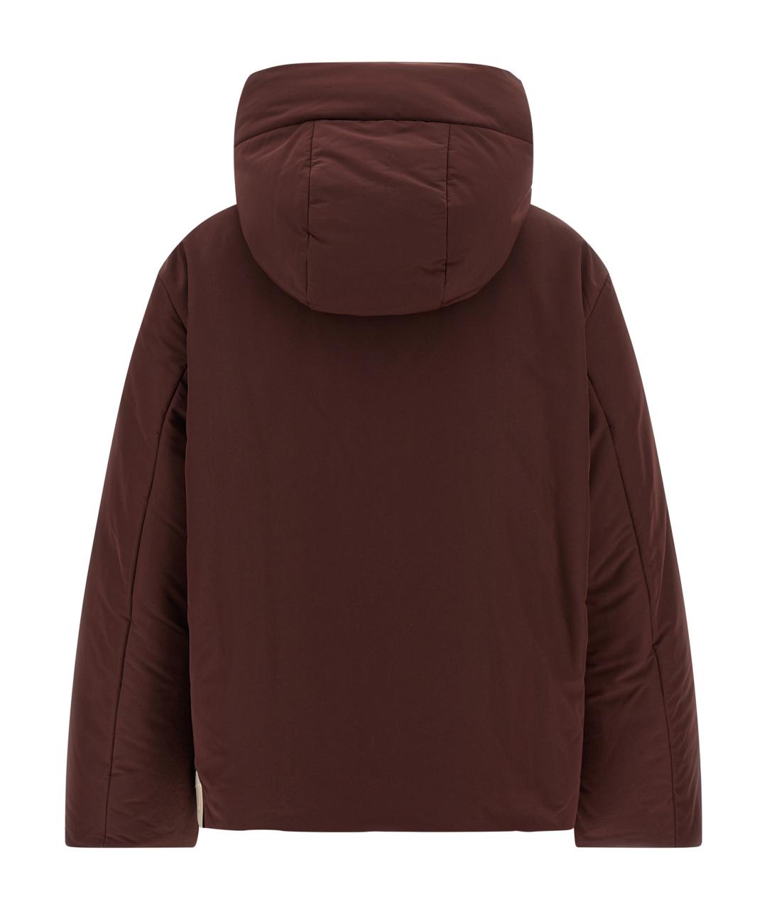 JIL SANDER Бордовый полиэстеровый пуховик, фото 2