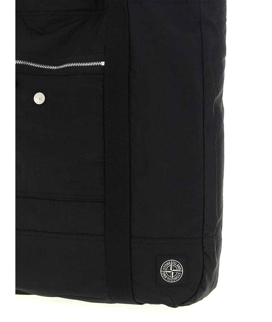 STONE ISLAND Черная тканевая сумка тоут, фото 3