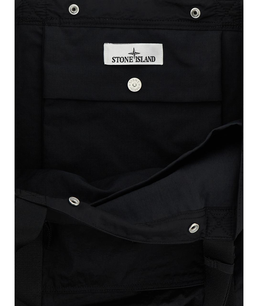 STONE ISLAND Черная тканевая сумка тоут, фото 4