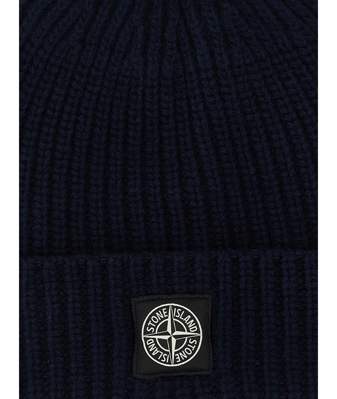 STONE ISLAND Темно-синяя шерстяная шапка, фото 3