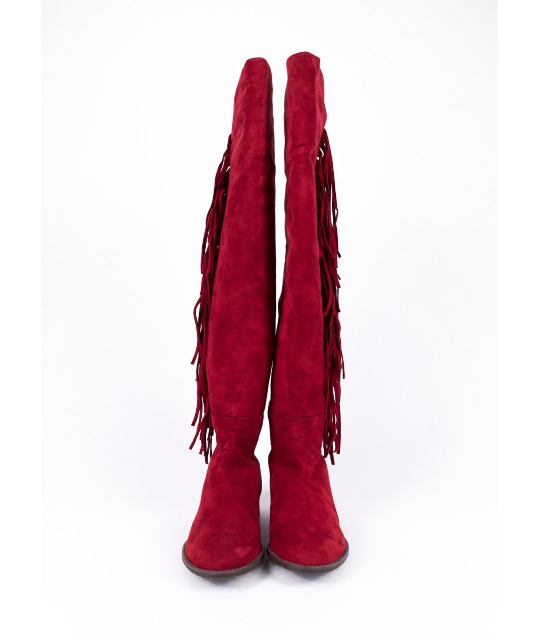STUART WEITZMAN Бордовые замшевые сапоги, фото 2