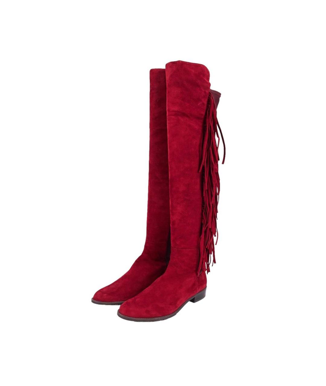STUART WEITZMAN Бордовые замшевые сапоги, фото 5