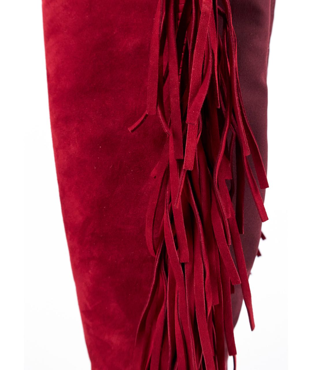 STUART WEITZMAN Бордовые замшевые сапоги, фото 6