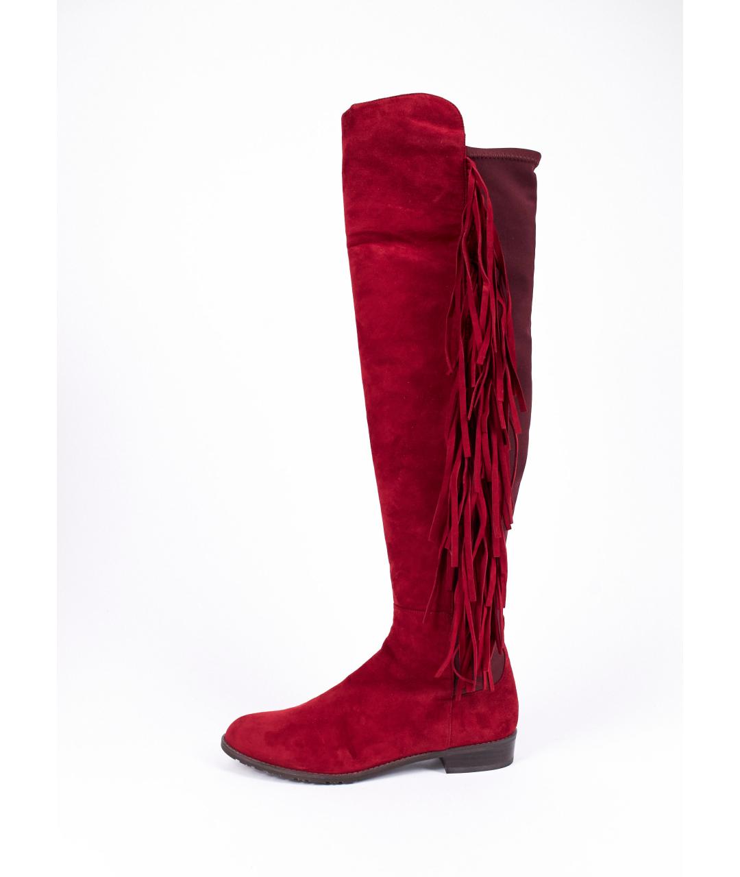 STUART WEITZMAN Бордовые замшевые сапоги, фото 7