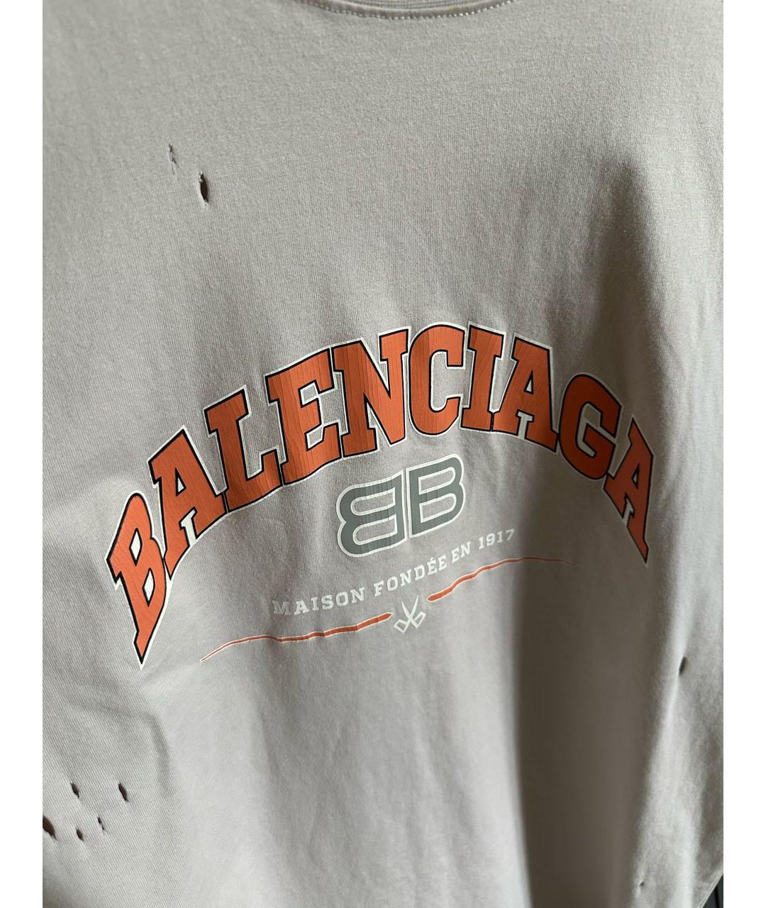 BALENCIAGA Бежевая хлопковая футболка, фото 3