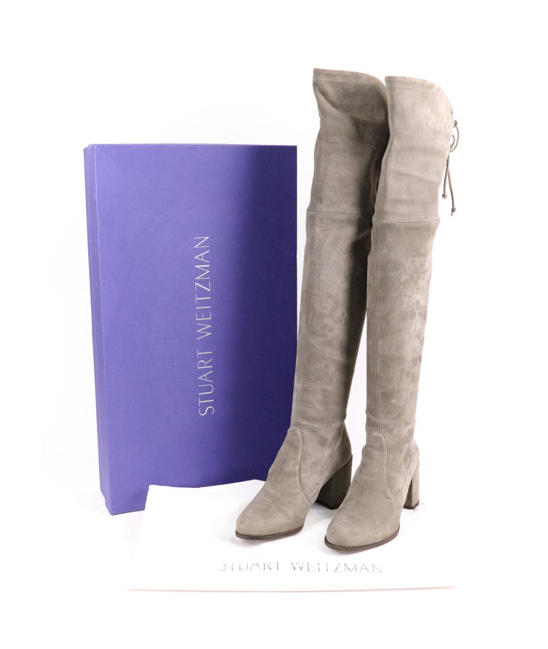 STUART WEITZMAN Серые замшевые сапоги, фото 5