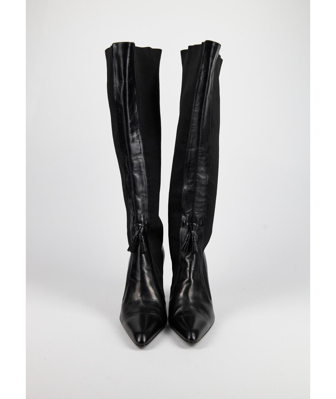 SAINT LAURENT Черные кожаные сапоги, фото 2