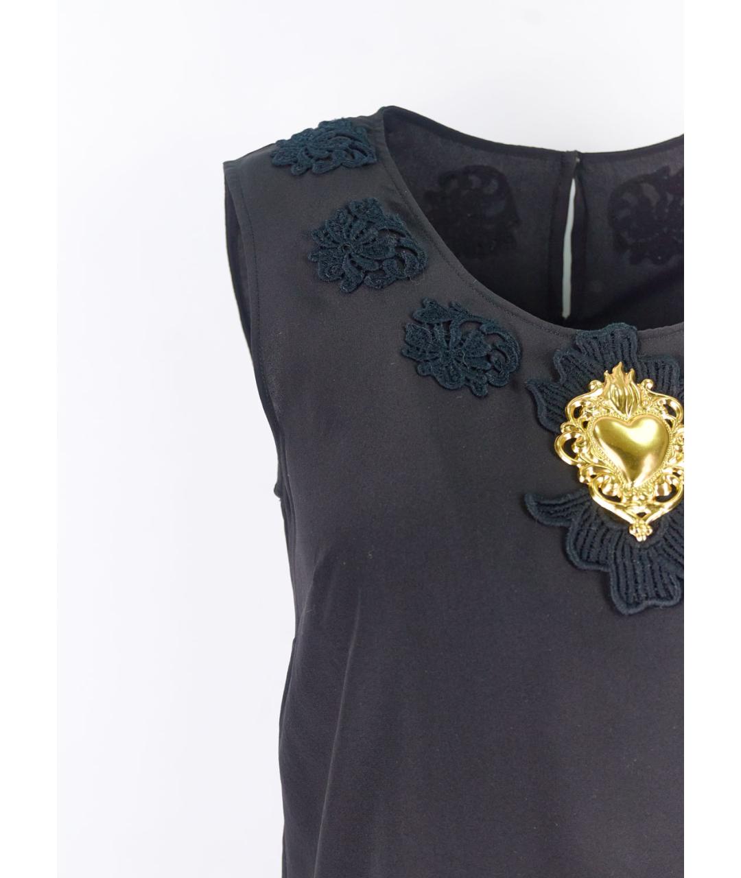 DOLCE&GABBANA Черная шелковая майка, фото 5