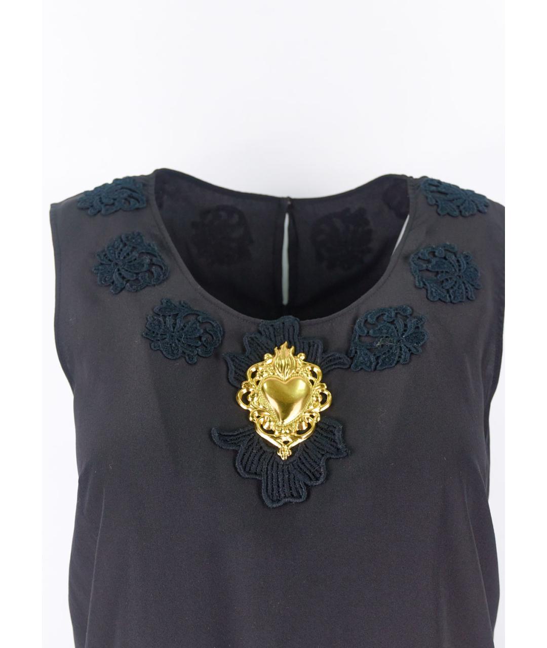 DOLCE&GABBANA Черная шелковая майка, фото 4