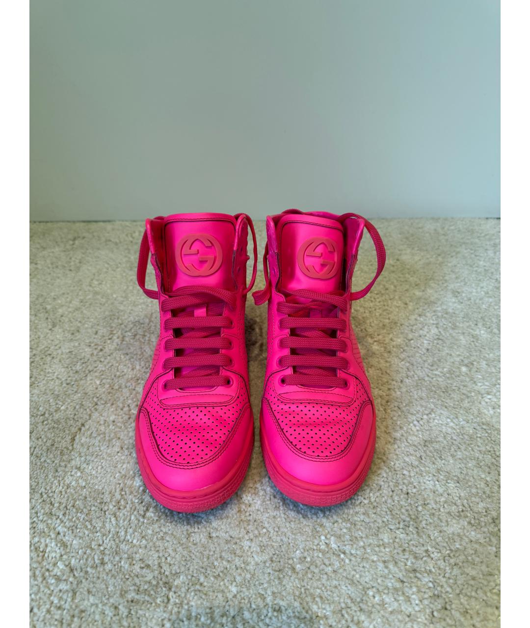 GUCCI Розовые кожаные кроссовки, фото 2