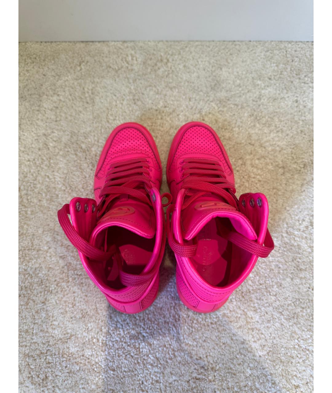 GUCCI Розовые кожаные кроссовки, фото 3