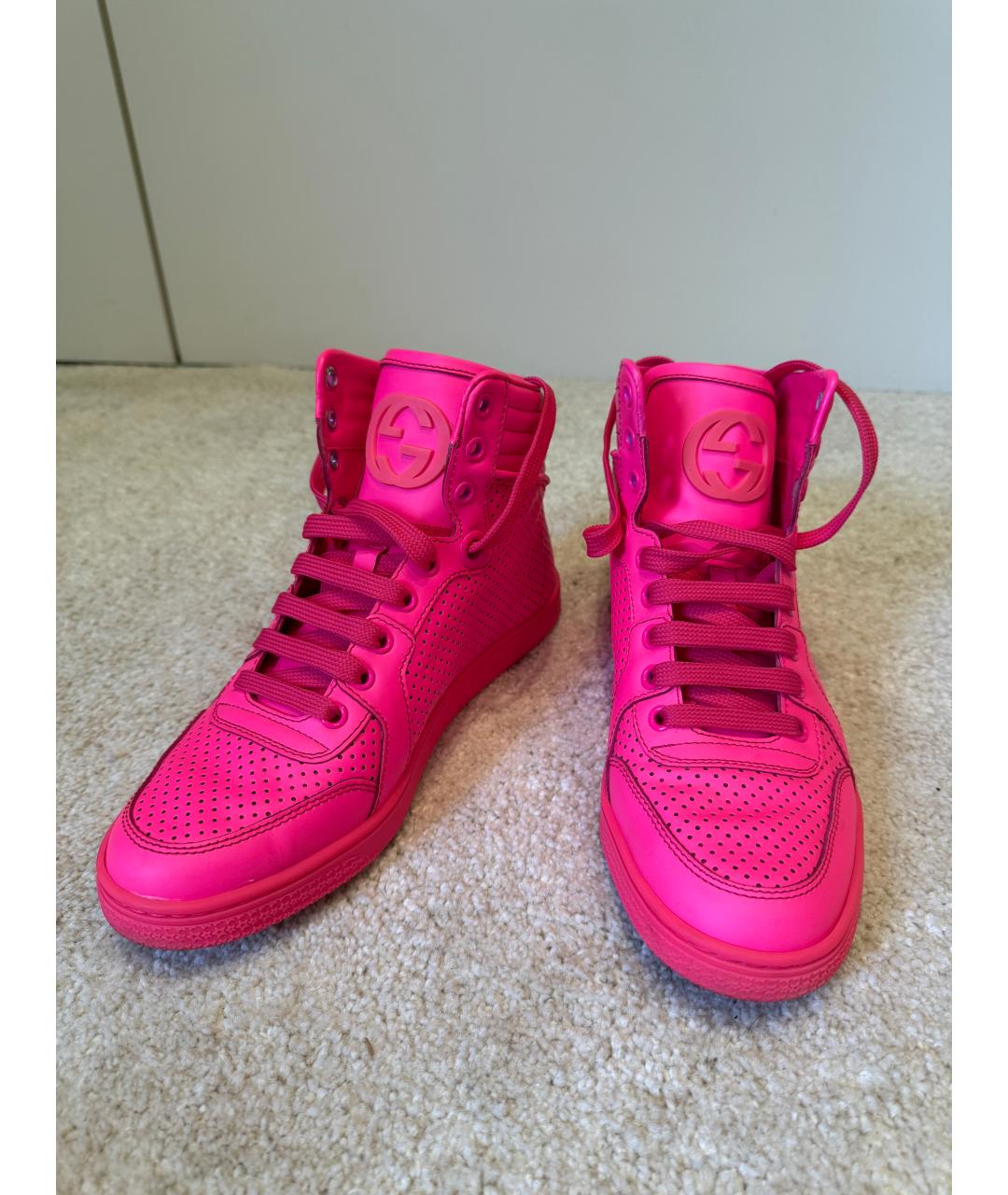 GUCCI Розовые кожаные кроссовки, фото 6