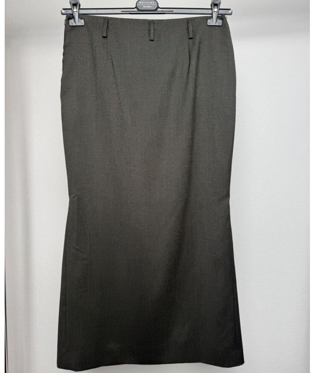 SPORTMAX Черная шерстяная юбка миди, фото 2
