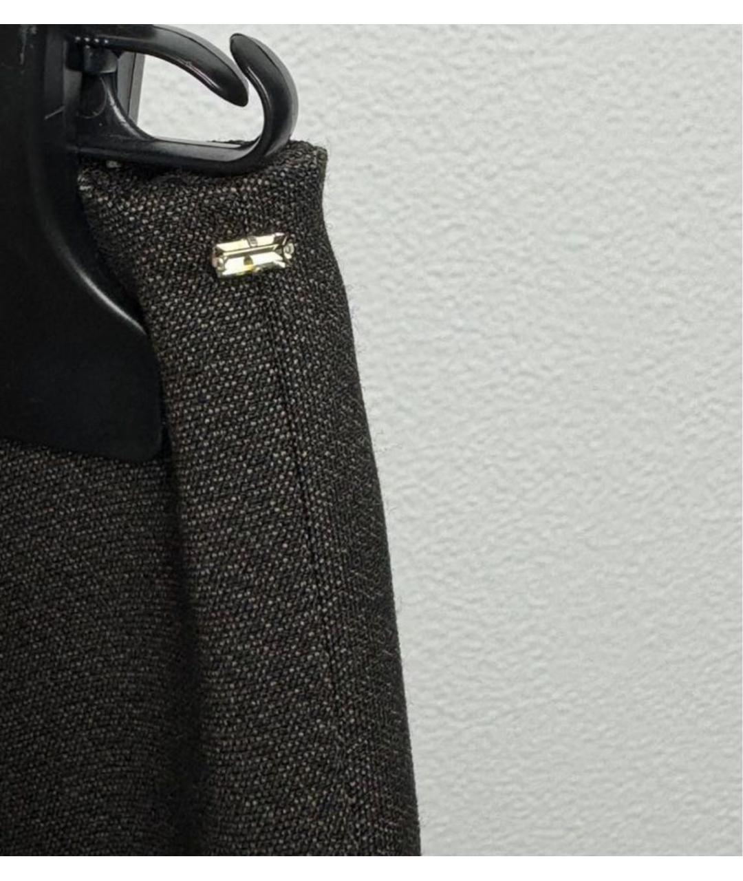 SPORTMAX Черная шерстяная юбка миди, фото 6