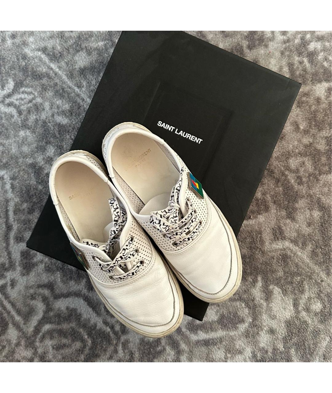 SAINT LAURENT Белые кожаные кеды, фото 2