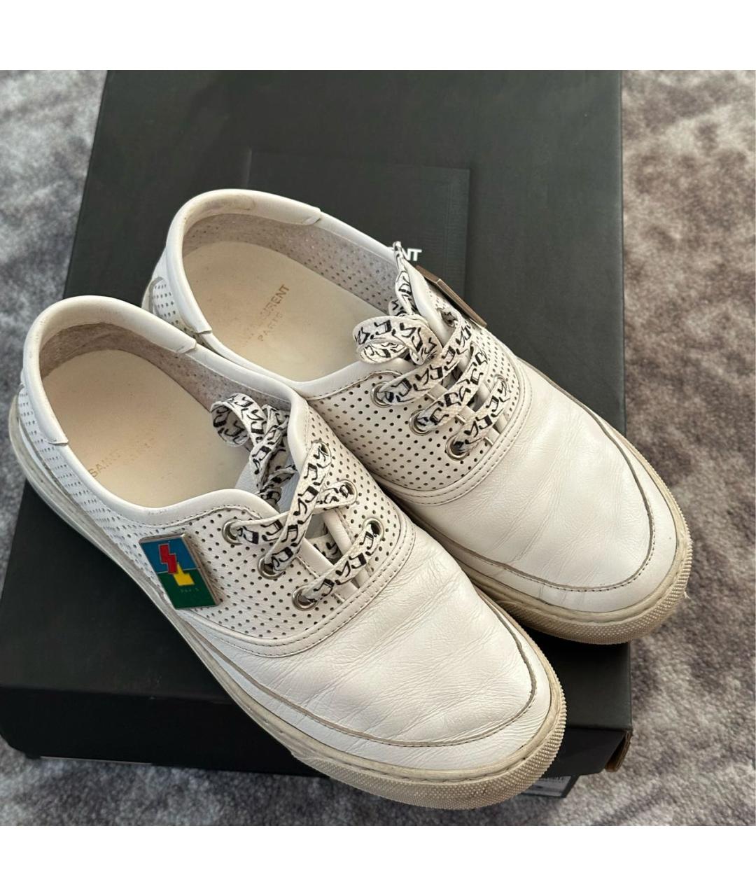 SAINT LAURENT Белые кожаные кеды, фото 5