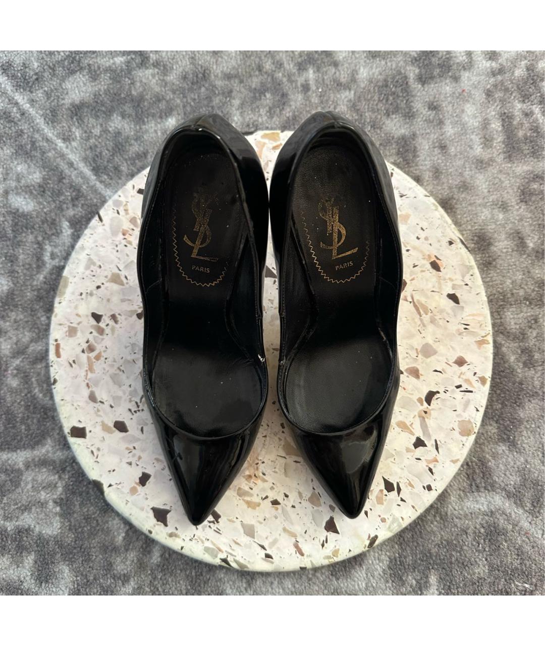 SAINT LAURENT Черные туфли из лакированной кожи, фото 2