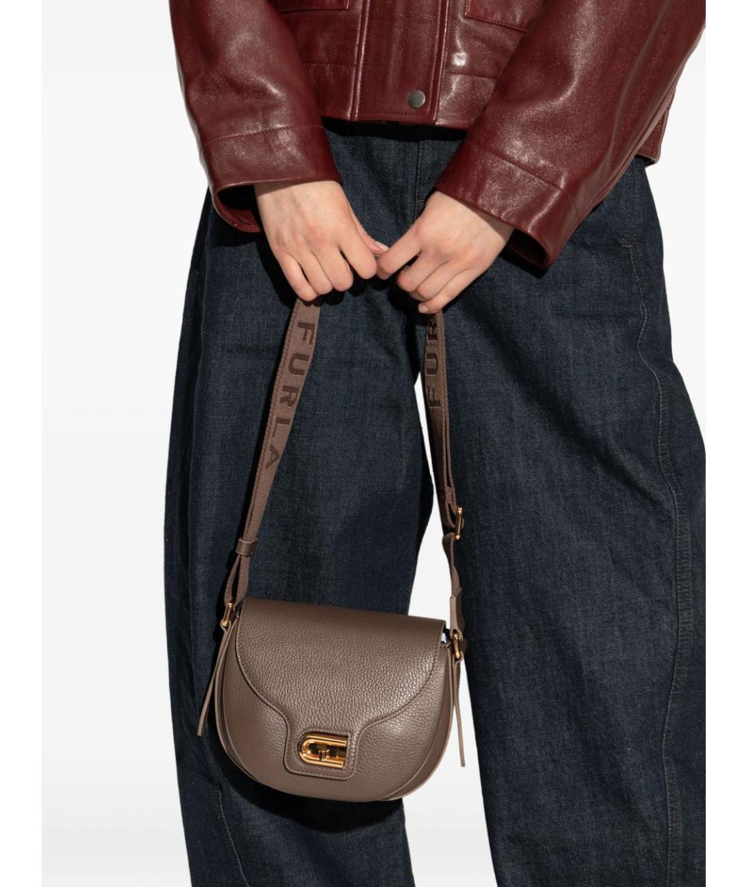 FURLA Коричневая кожаная сумка через плечо, фото 3
