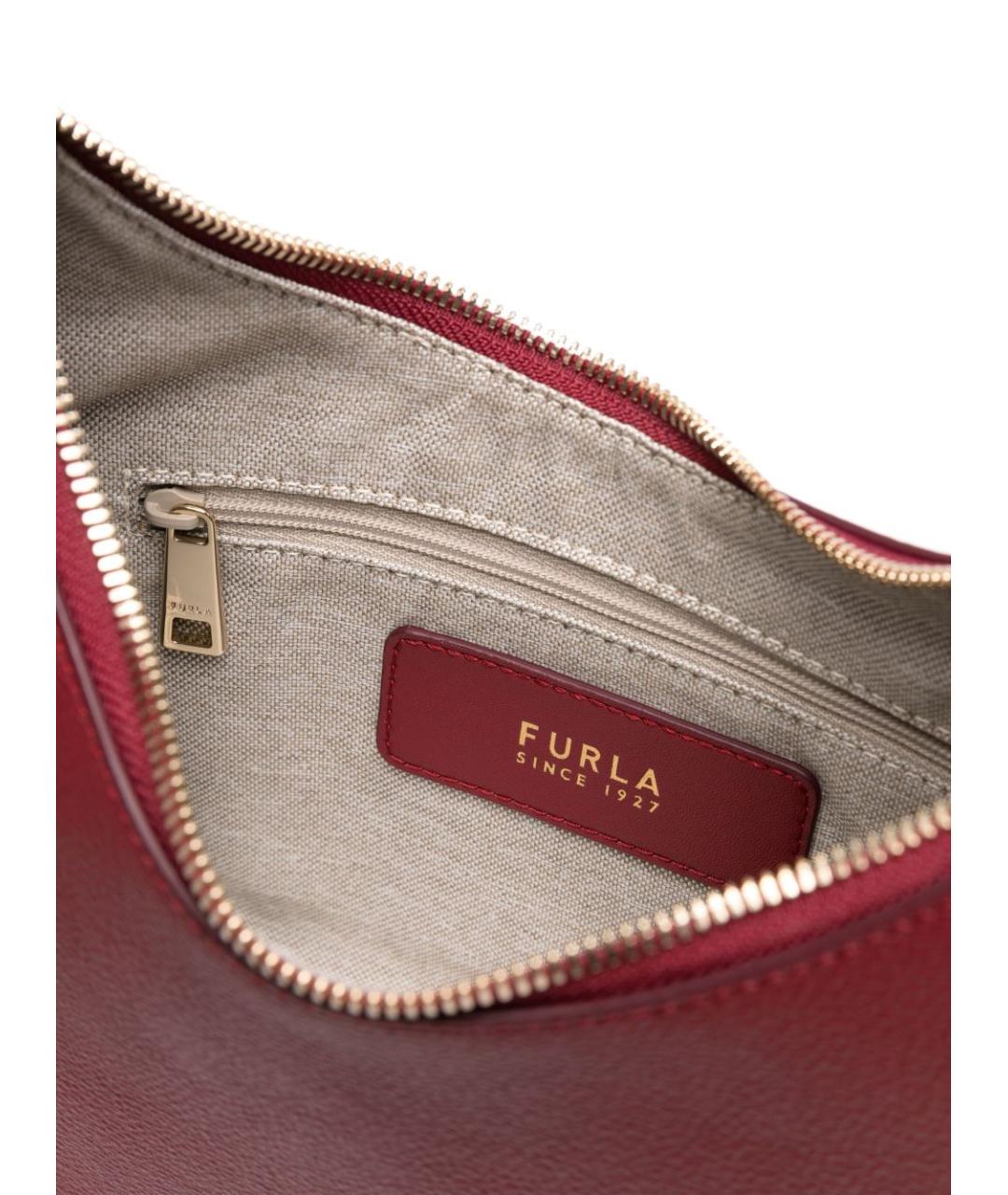 FURLA Бордовая кожаная сумка через плечо, фото 3