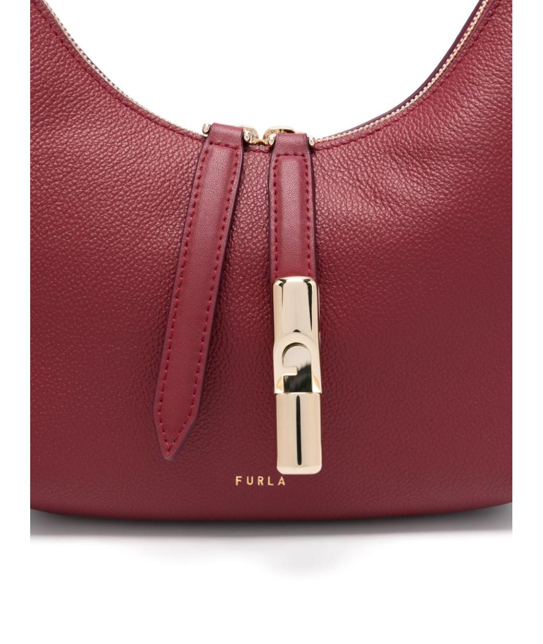 FURLA Бордовая кожаная сумка через плечо, фото 2