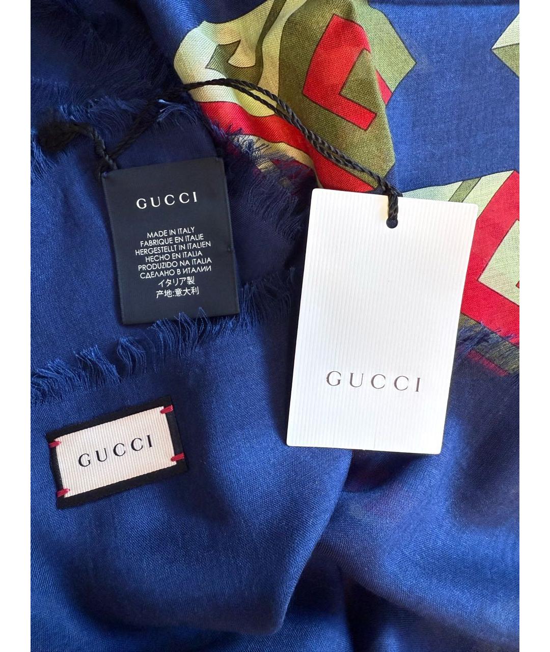 GUCCI Темно-синий платок, фото 5