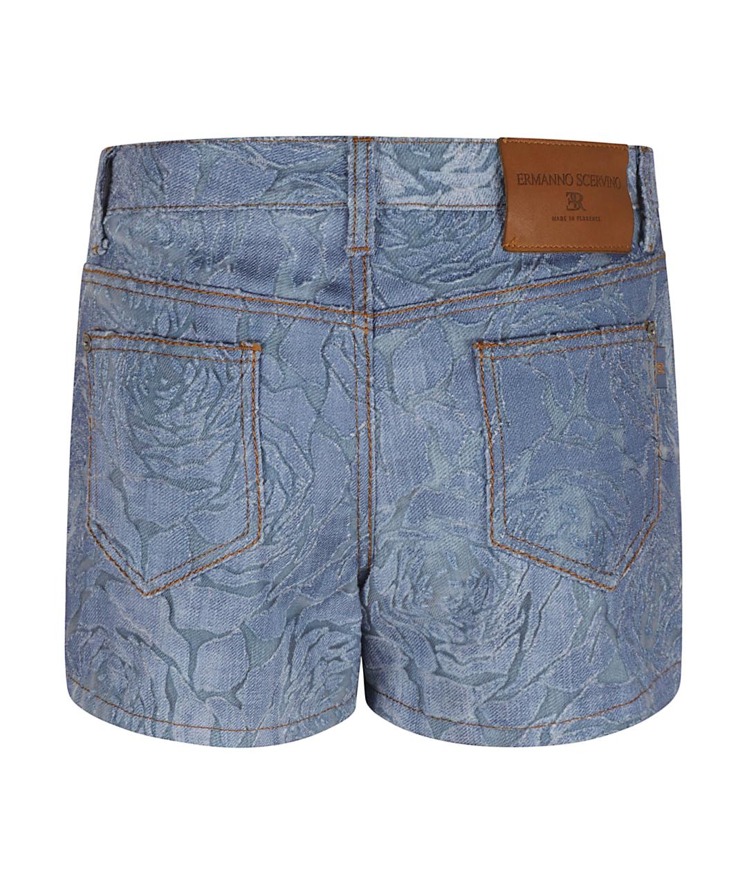 ERMANNO SCERVINO Голубые хлопко-эластановые шорты, фото 3