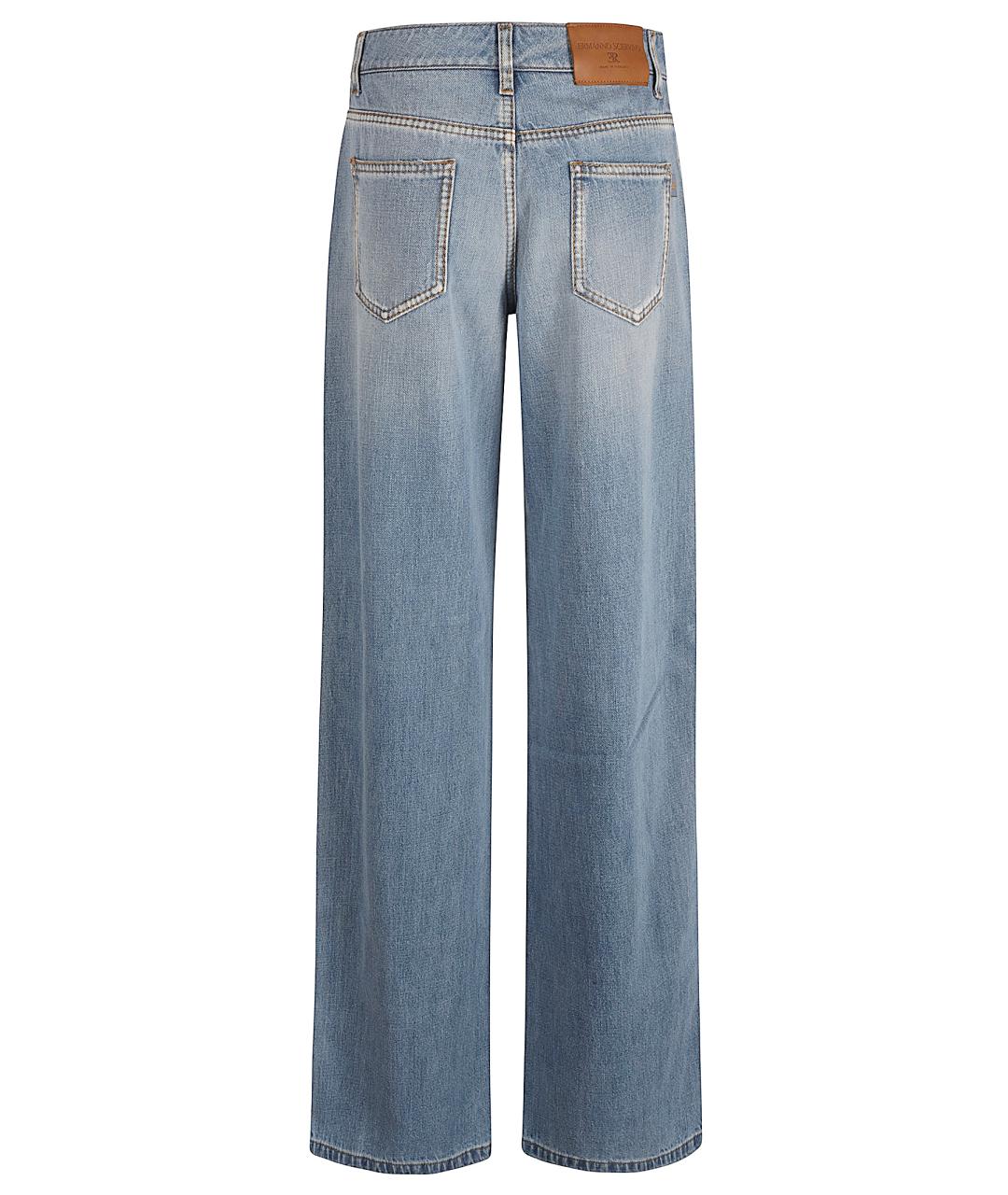 ERMANNO SCERVINO Голубые хлопковые прямые джинсы, фото 3