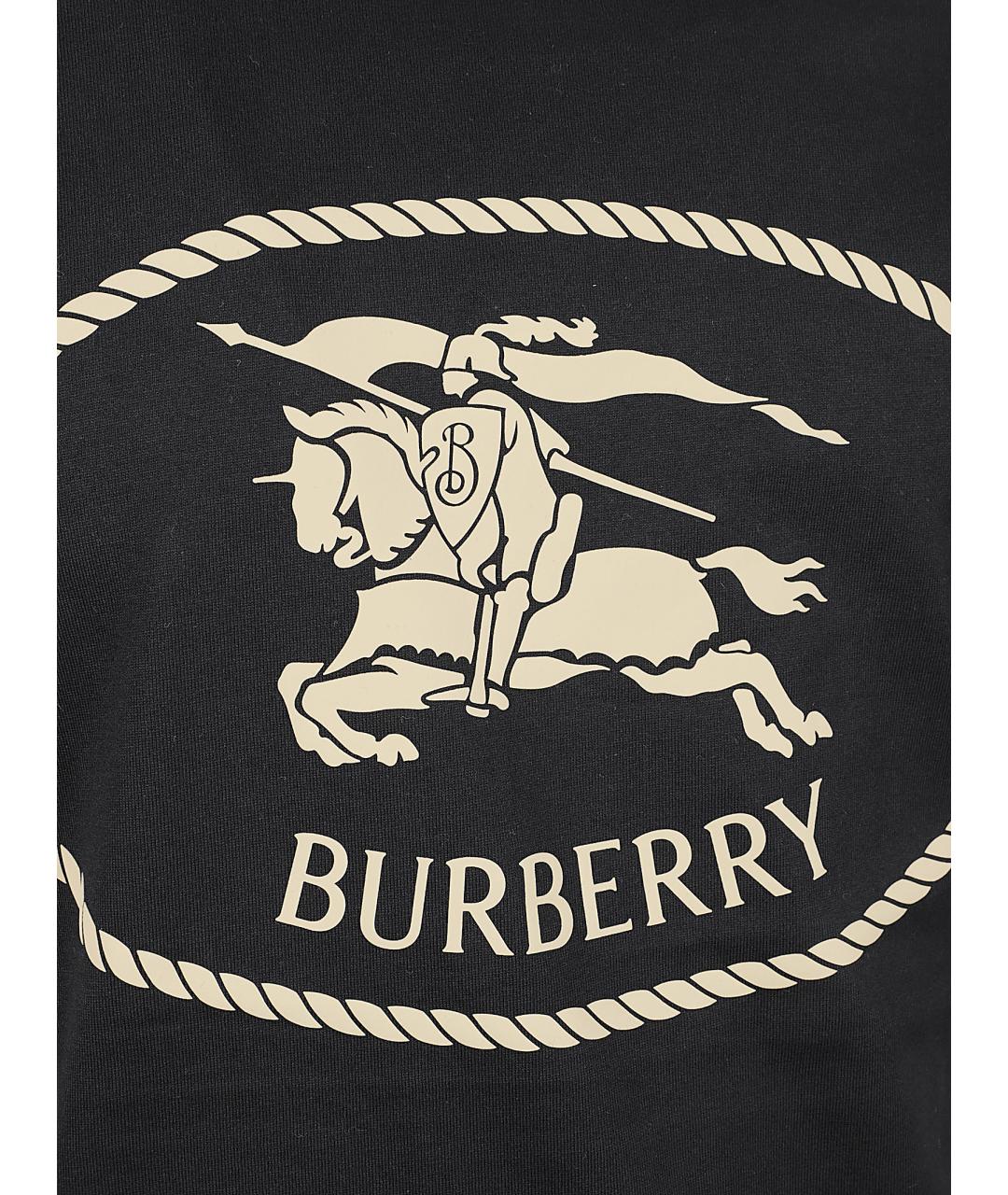 BURBERRY Черная хлопковая футболка, фото 2