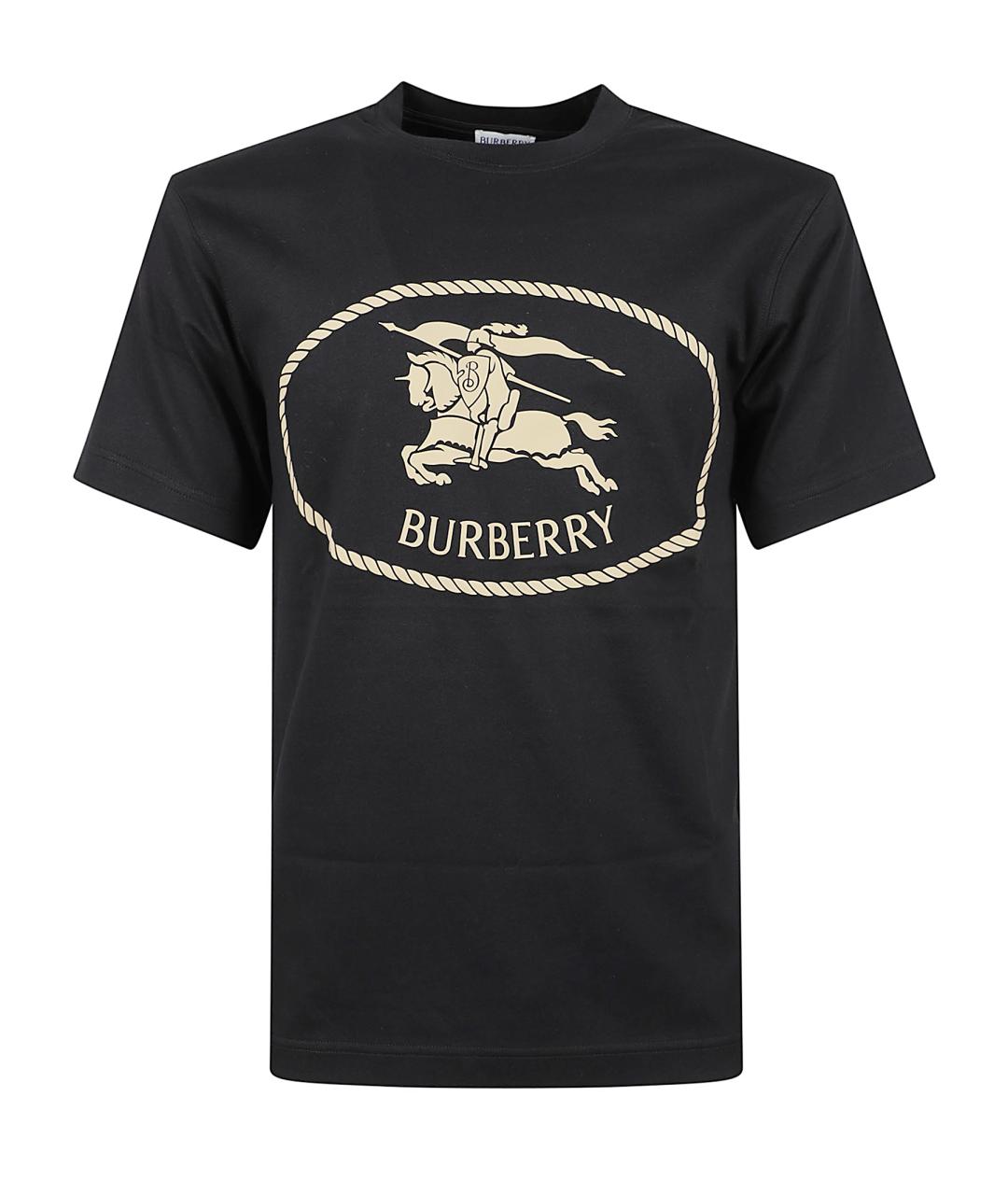 BURBERRY Черная хлопковая футболка, фото 1