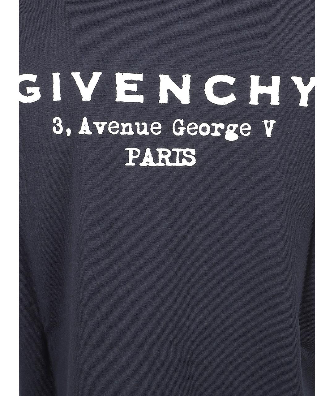 GIVENCHY Темно-синяя хлопковая футболка, фото 2