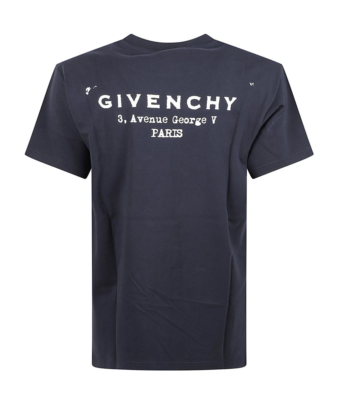 GIVENCHY Темно-синяя хлопковая футболка, фото 3
