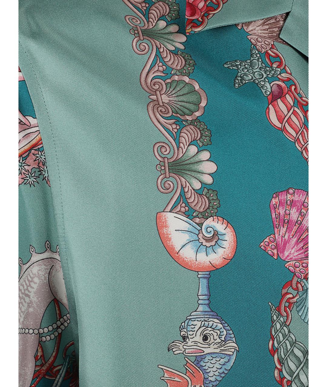 VERSACE Бирюзовая шелковая кэжуал рубашка, фото 2
