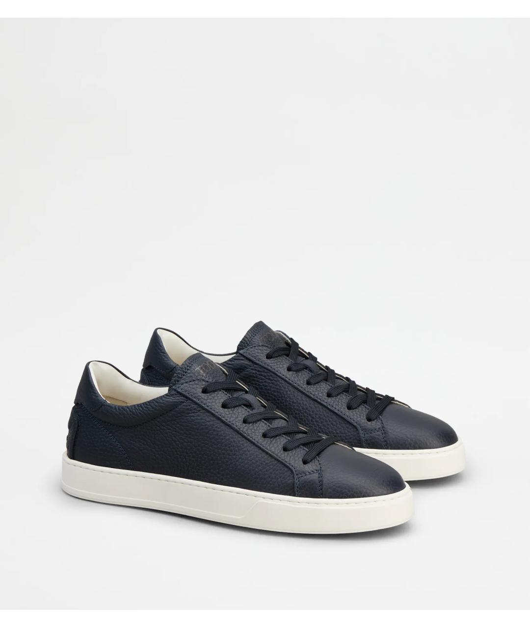 TOD'S Синие кожаные низкие кроссовки / кеды, фото 2