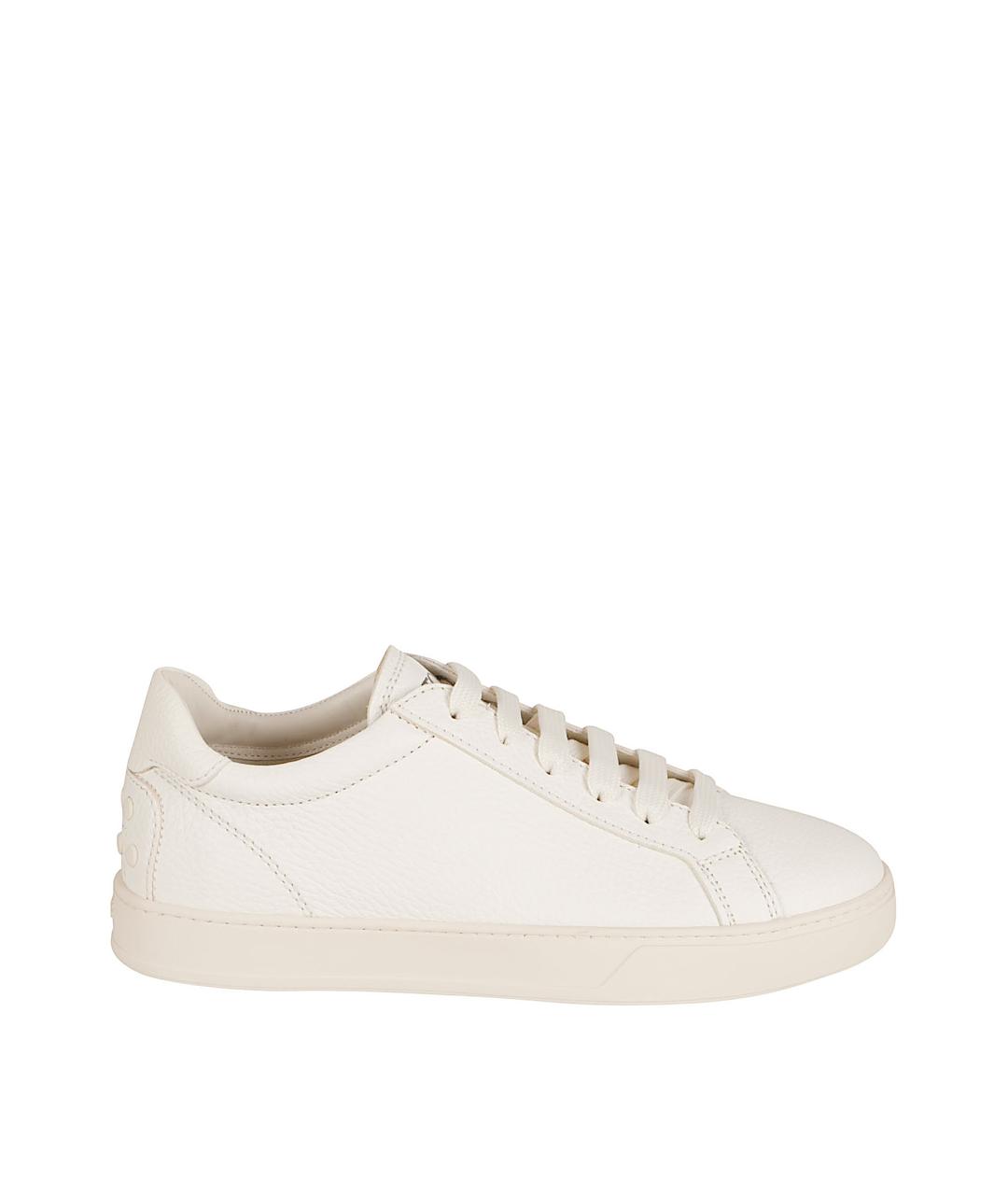 TOD'S Белые кожаные низкие кроссовки / кеды, фото 1