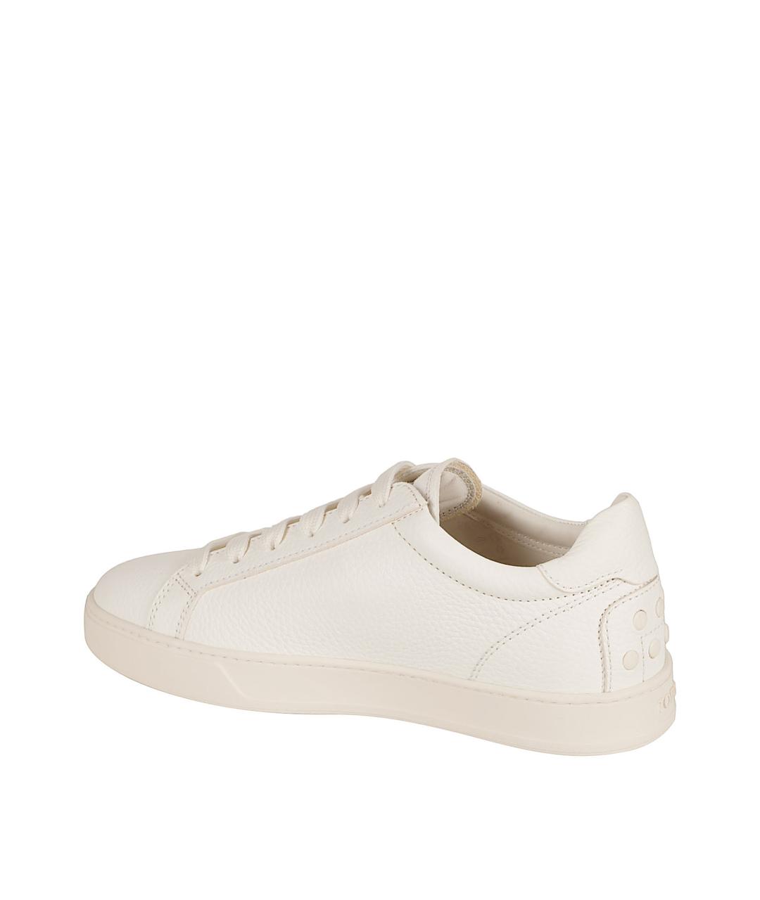 TOD'S Белые кожаные низкие кроссовки / кеды, фото 3