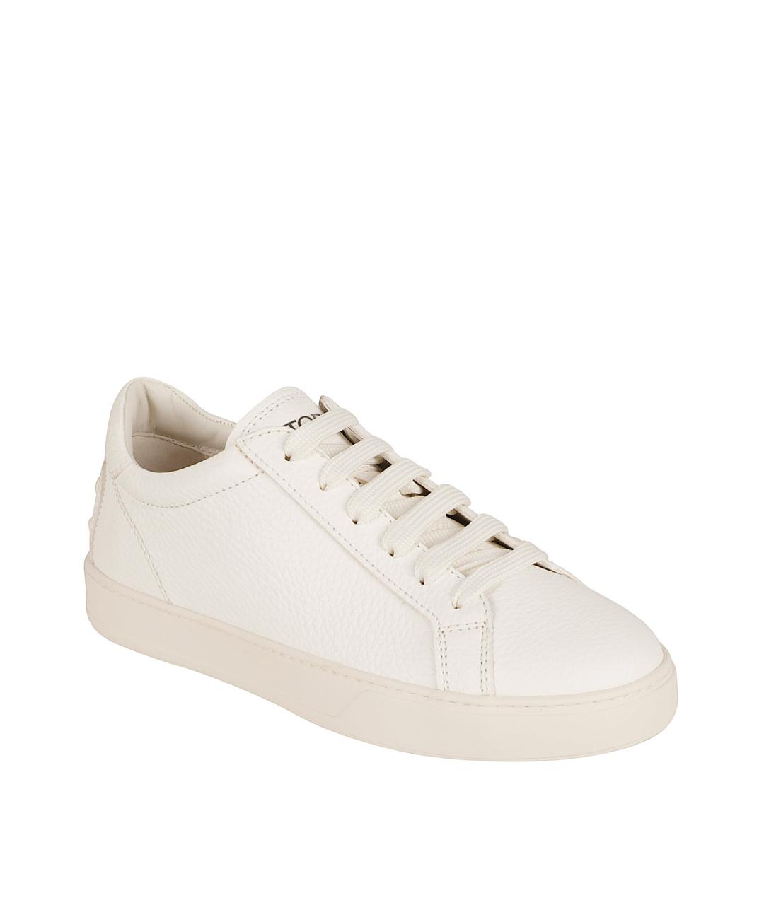 TOD'S Белые кожаные низкие кроссовки / кеды, фото 2