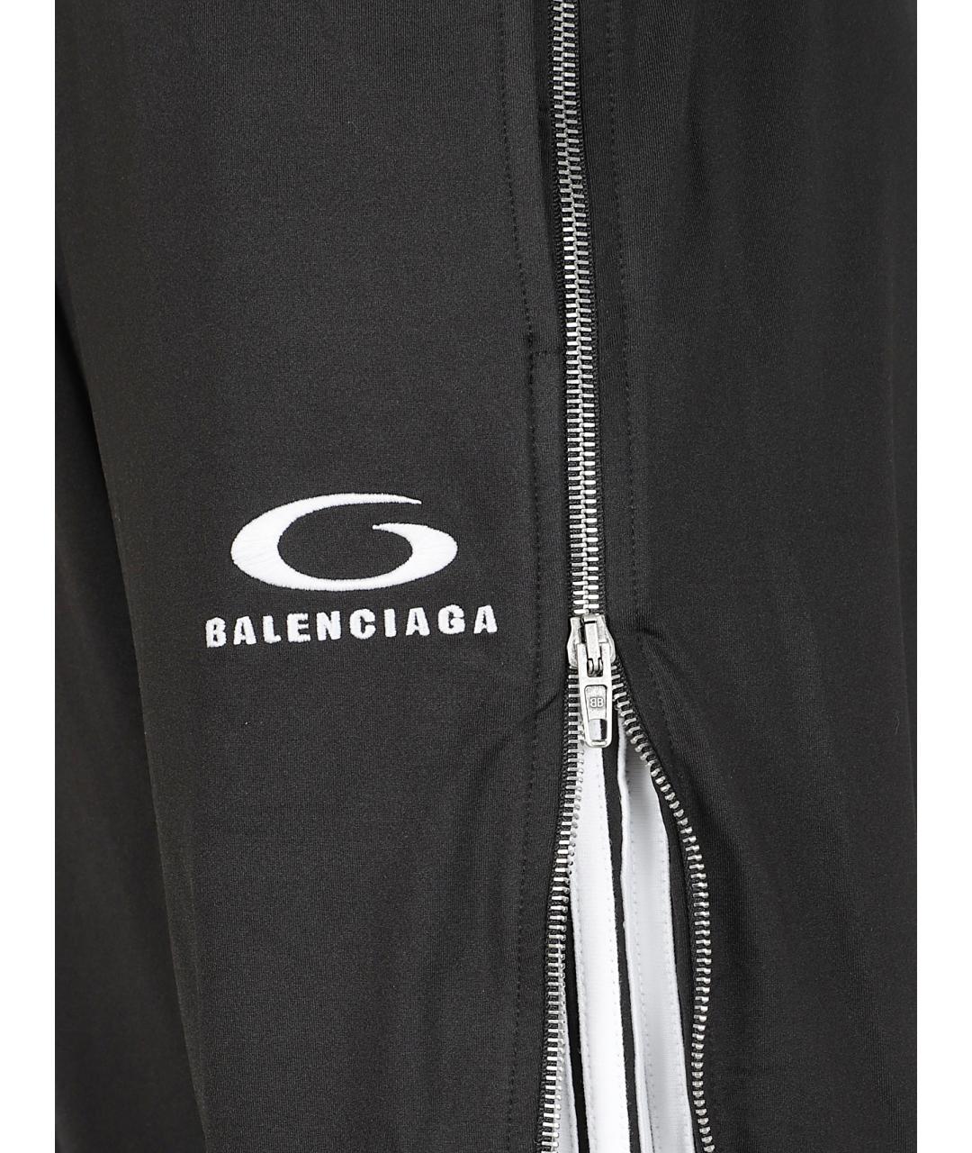 BALENCIAGA Черные полиэстеровые прямые брюки, фото 2
