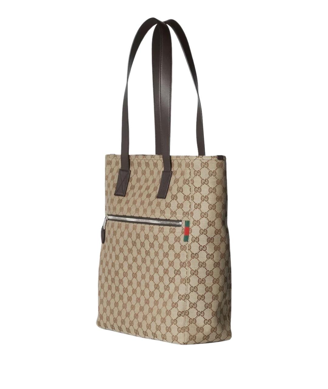 GUCCI Бежевая тканевая сумка тоут, фото 2