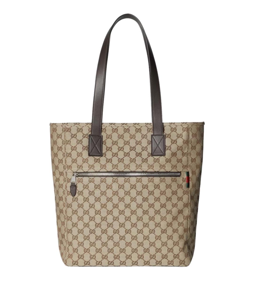 GUCCI Бежевая тканевая сумка тоут, фото 1