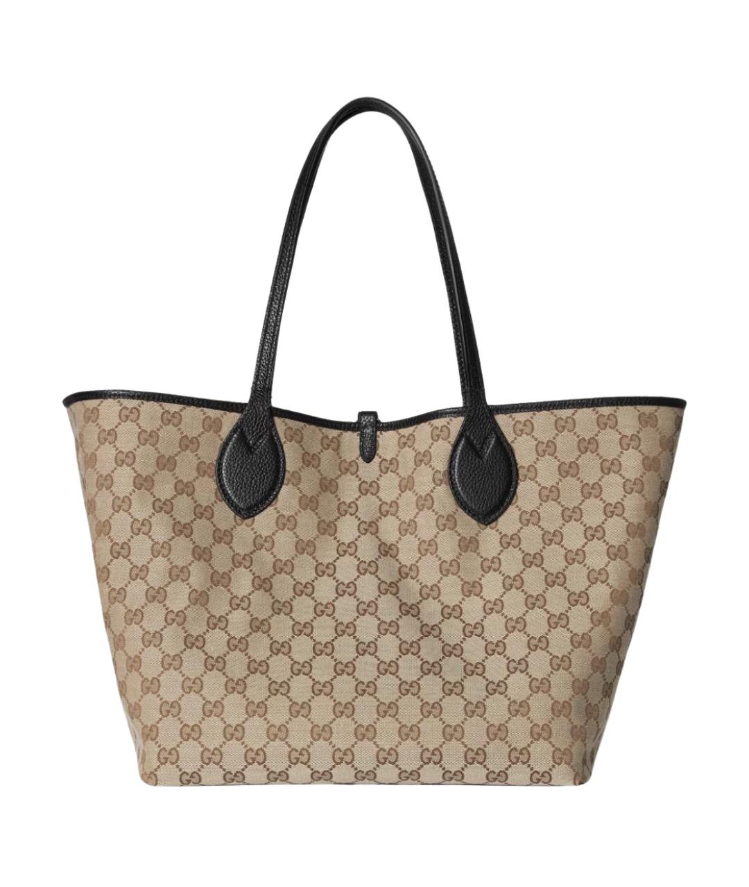 GUCCI Черная кожаная сумка тоут, фото 3