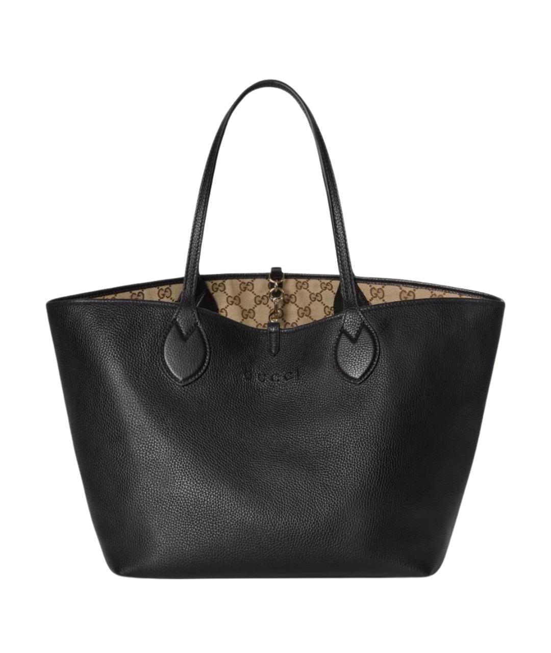 GUCCI Черная кожаная сумка тоут, фото 1