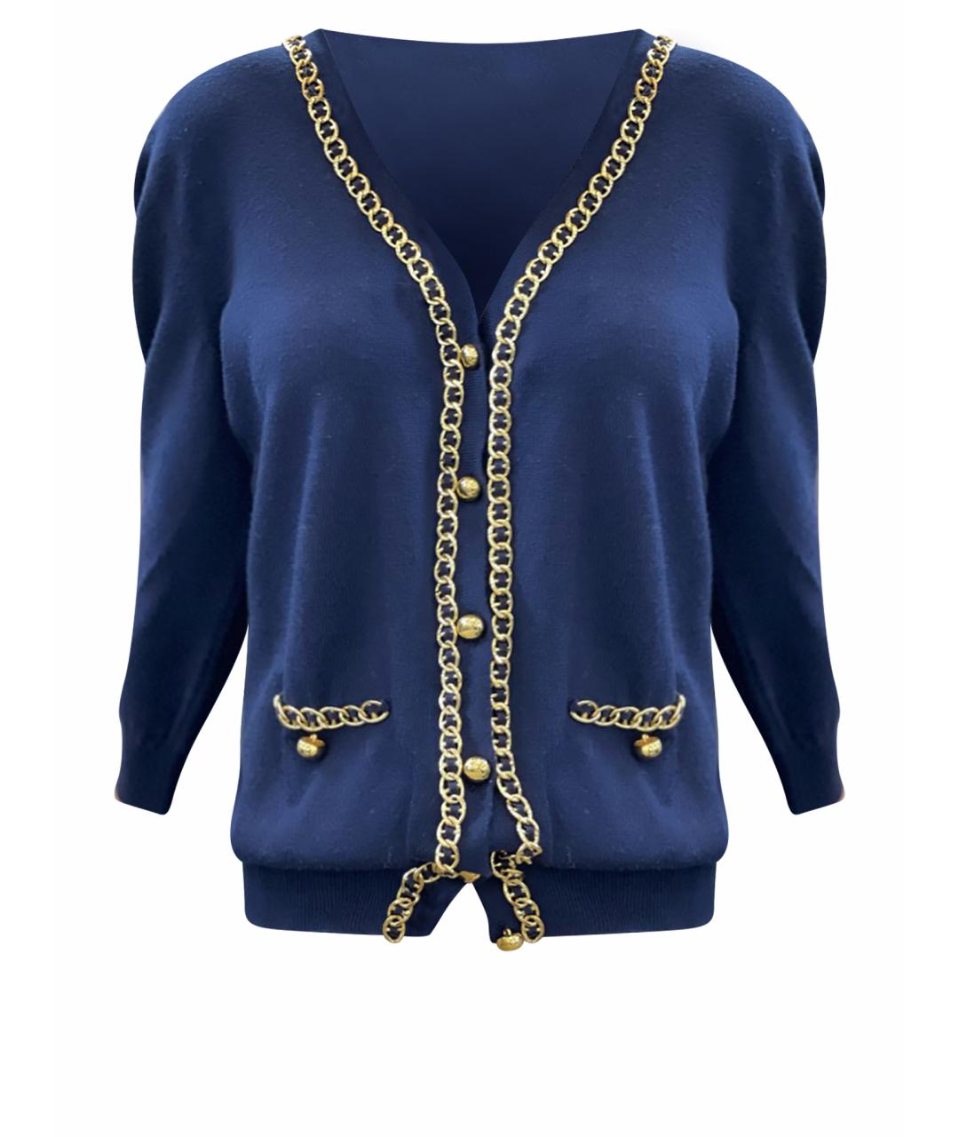 MOSCHINO Темно-синий шерстяной джемпер / свитер, фото 1