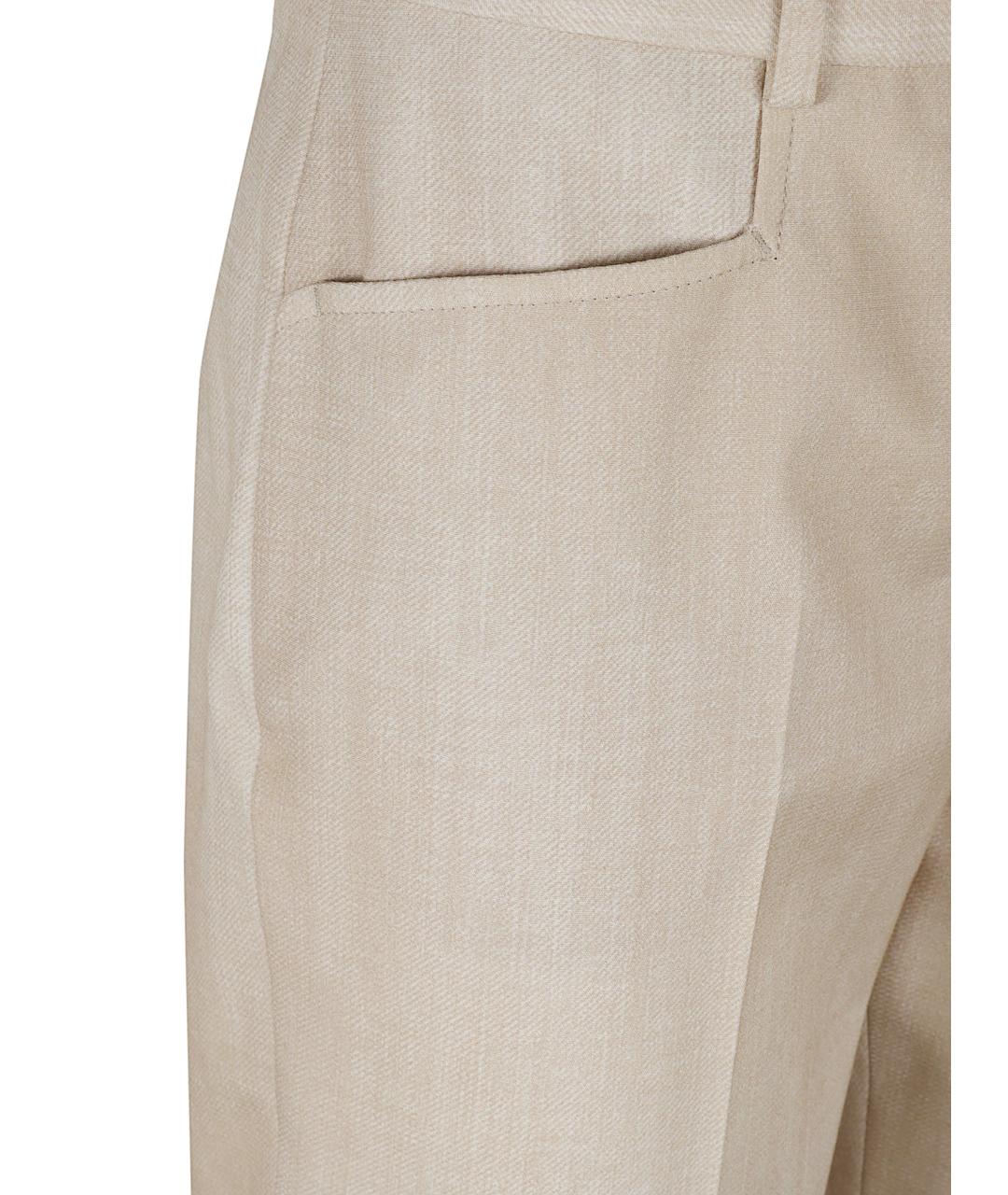 ERMANNO SCERVINO Бежевые вискозные прямые брюки, фото 2