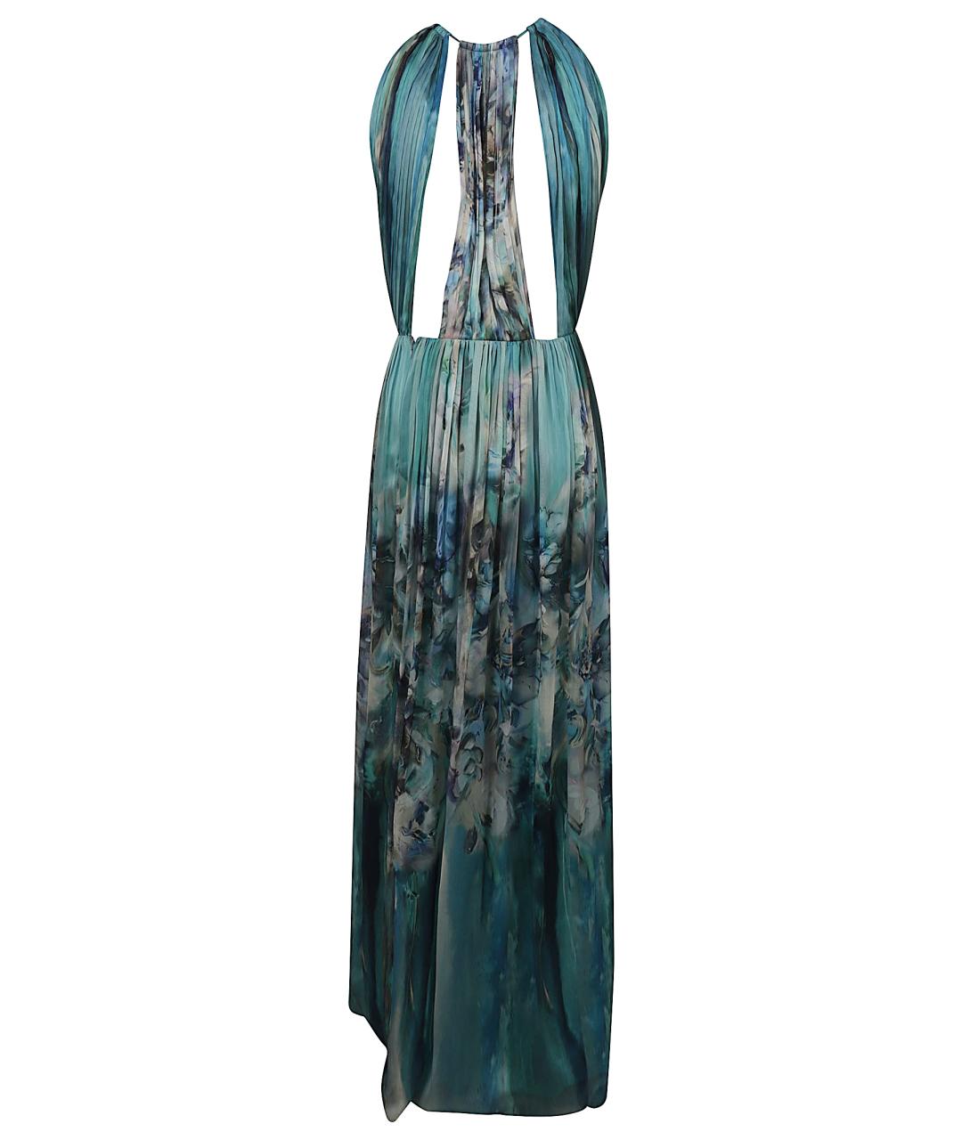 ALBERTA FERRETTI Бирюзовое шелковое коктейльное платье, фото 2